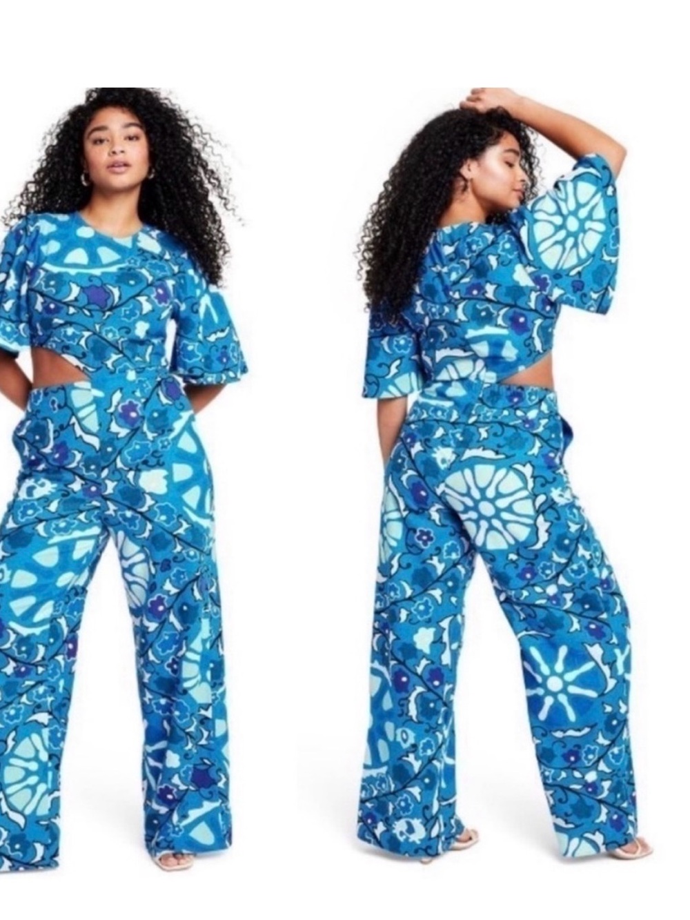 NWOT RHODE X Target Zinnia Floral Print Bell Sleeve Cut Out Jumpsuit